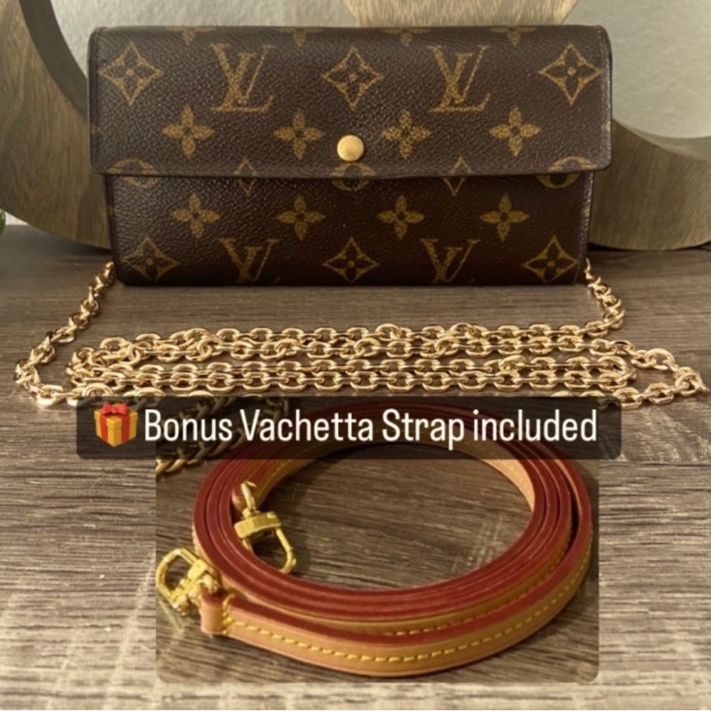 ✨Louis Vuitton ✨Monogram WOC Pochette Style Vachetta Strap & Crossbody Chain!!